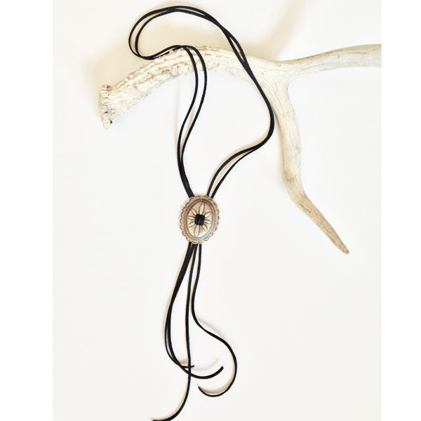 Black Leather Bolo Necklace - Prairie Rose Boutique