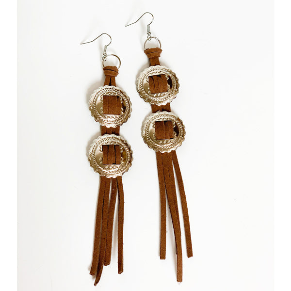 Leather Concho Earrings