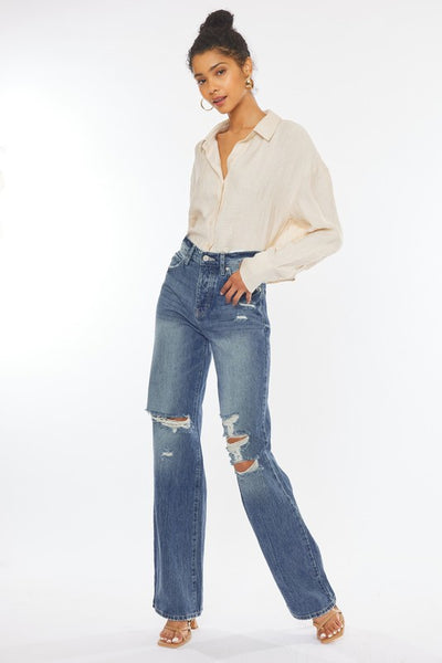 Kan Can Ultra High-Rise Distressed 90s Flare