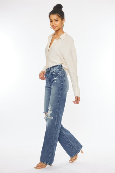 Kan Can Ultra High-Rise Distressed 90s Flare