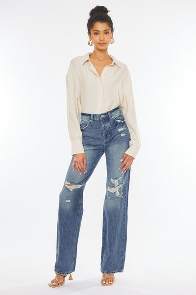 Kan Can Ultra High-Rise Distressed 90s Flare