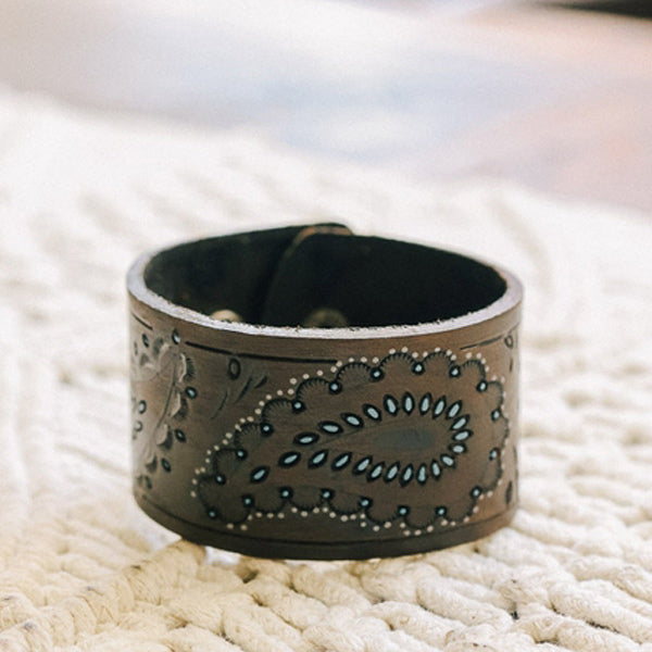 Paisley Leather Cuff