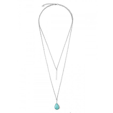 Silver & Turquoise Teardrop Necklace - Prairie Rose Boutique